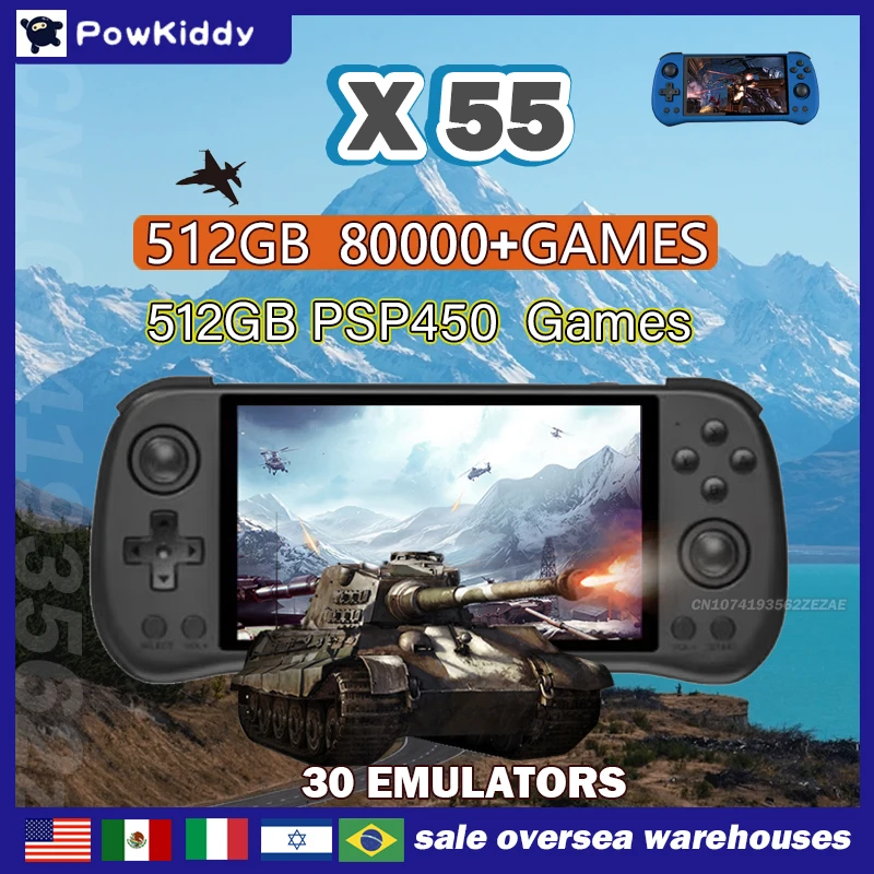 Retro Gaming Arcade Console - 80000 Games 512G POWKIDDY X55 5.5