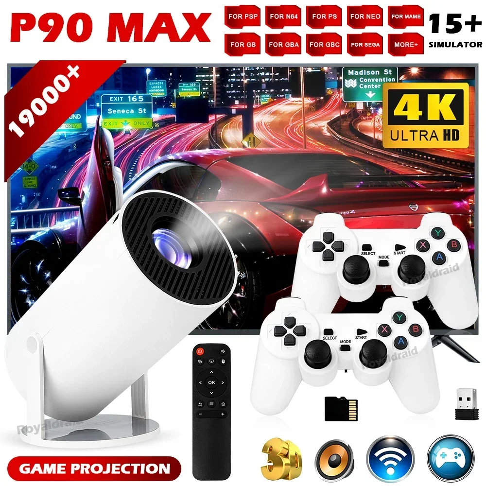 Retro Gaming And Projector - P90 Max Draagbare Slimme Gaming Projector