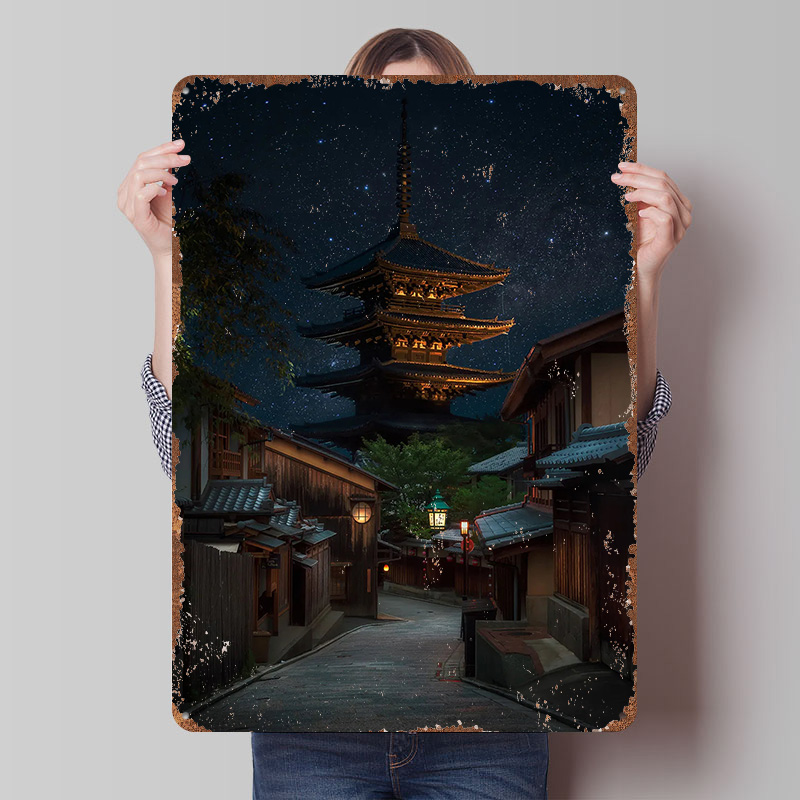 Retro Gaming Kyoto - Kyoto Night Tinplate Poster Aangepaste wanddecoratie