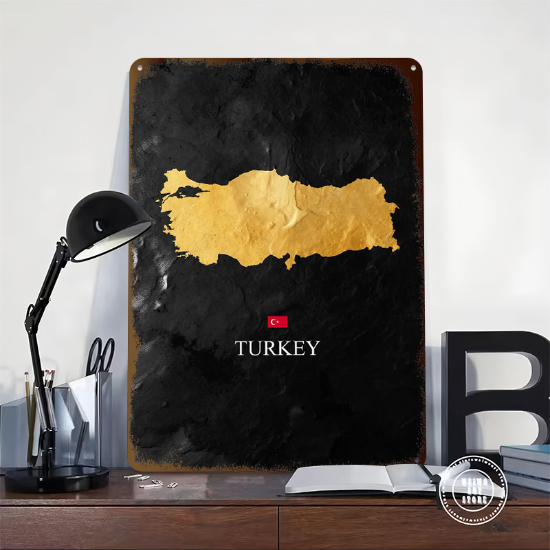 Gouden Turkije kaart op zwarte - Background Retro Gaming recensie en prijs
