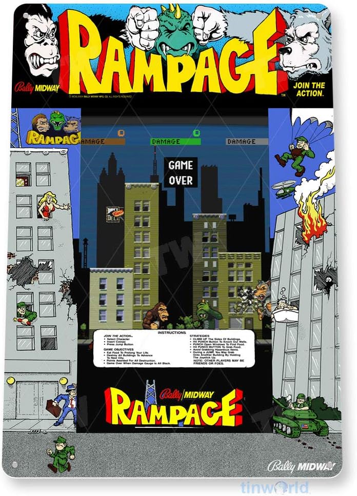 TIN SIGN Rampage Arcade Sign G - Retro Gaming Arcade Console recensie en prijs